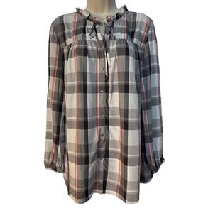 Loft Outlet Casual Checkered Long Sleeve Button Up Shirt  Multicolor‎ Size Large